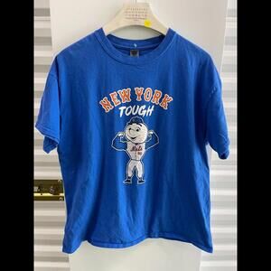 RARE 90S Y2K NEW YORK METS MR METS NEW YORK TOUGH GAME PROMO SHIRT SZ XL